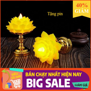 Đèn Thờ Hoa Sen, Hình Bông Hoa Nở, sử dụng pin, kiểu đèn rất đẹp, dùng bàn thờ, thờ phật, bóng led an toàn