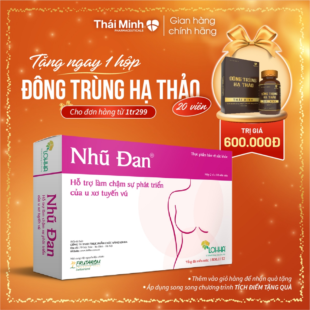 Viên Uống Nhũ Đan Thái Minh - Hỗ trợ làm chậm sự phát triển của u xơ tuyến vú hiệu quả - Hộp 20 viên