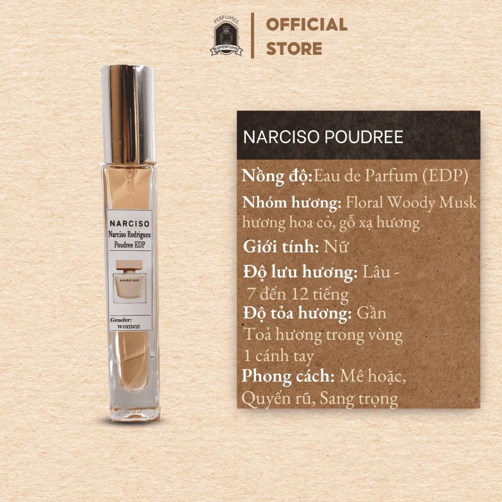 Nước hoa nữ Narciso poudree edp chiết 10ml thuần khiết, nhẹ nhàng, thanh lịch- aroma.top