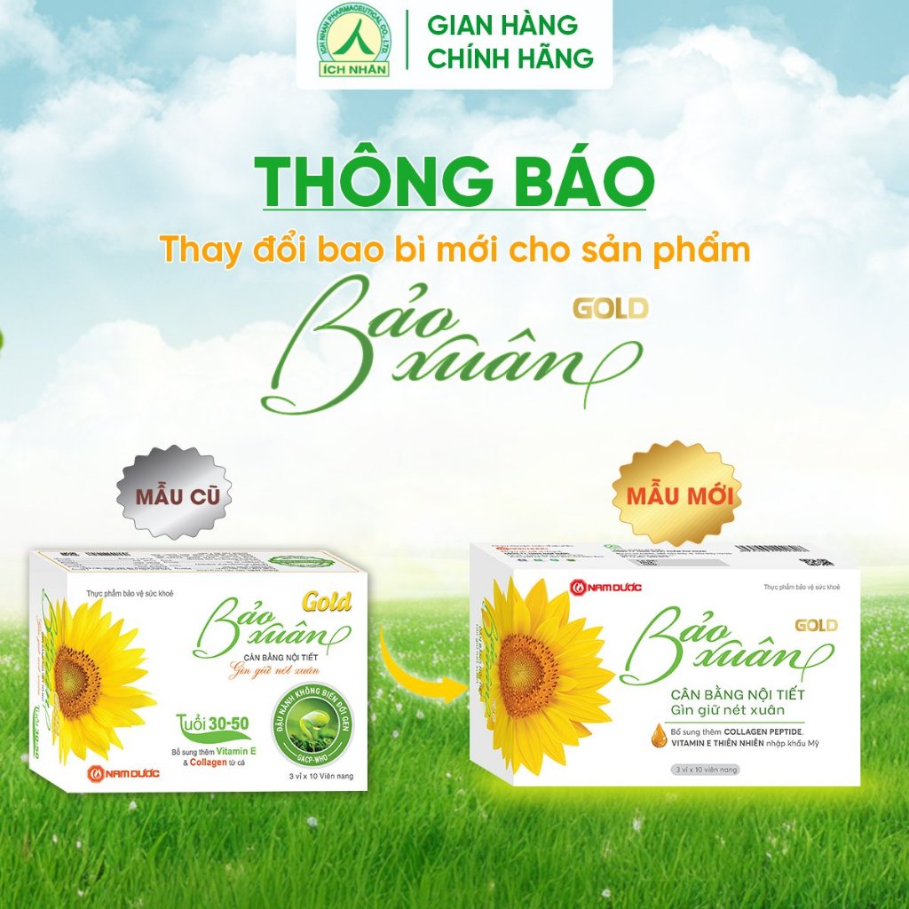 Combo Viên Uống Nội Tiết Tố Bảo Xuân Gold - Sữa Rửa Mặt Bảo Xuân Skin Hỗ Trợ Làm Đẹp Da, Ngăn Ngừa Lão Hóa