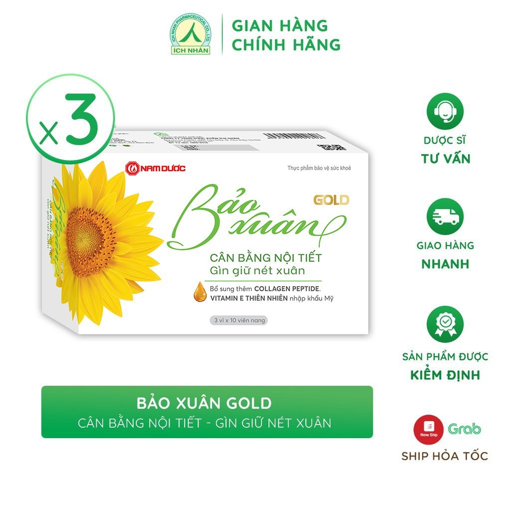 Combo 3 hộp viên uống nội tiết Bảo Xuân Gold giúp làm đẹp da, hạn chế lão hoá dành cho phụ nữ