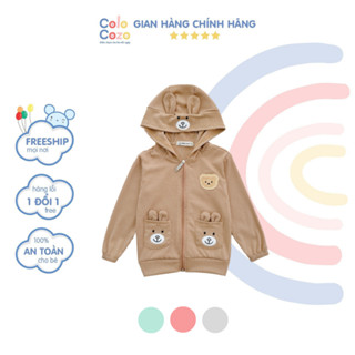  Áo Khoác Chống Nắng Có Nón Cho Bé Trai Bé Gái Chât Thun Gân Cao Cấp Hình Gấu 8-22kg Colo Cozo AK TAI GẤU 