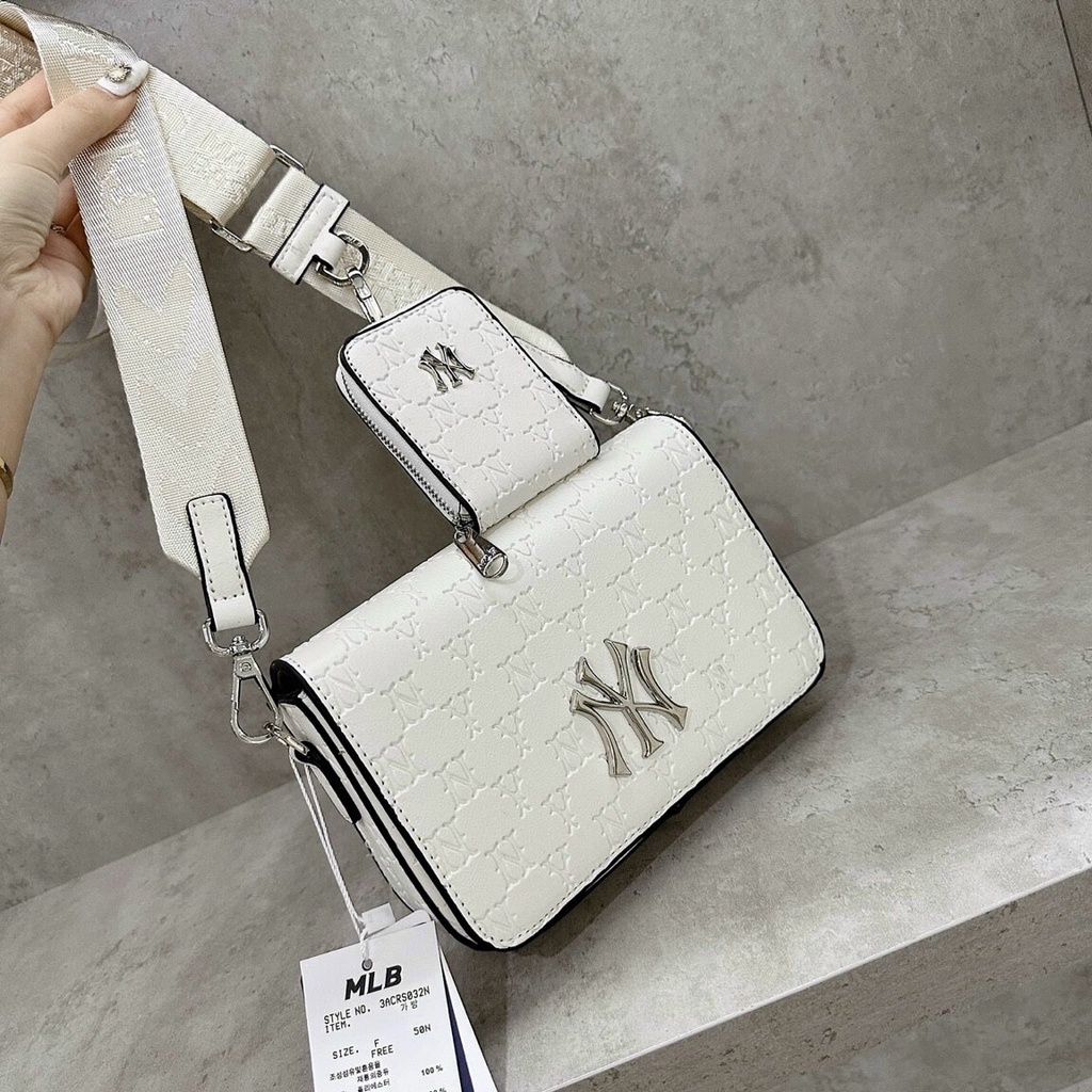 🔥Túi MLB chữ NY dáng vuông dây đeo bản to size 20 hottren thời trang trẻ  ✅🌺]