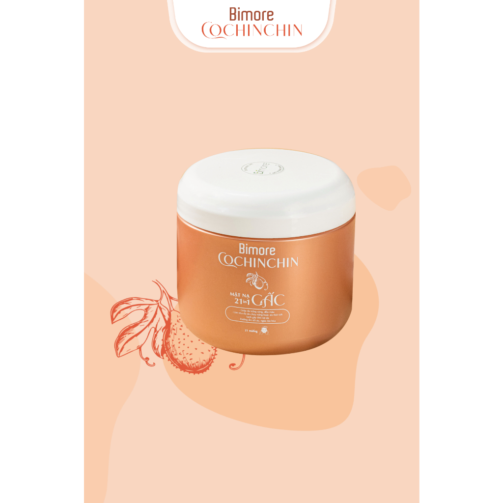 Mặt Nạ Gấc Bimore 21in1 Giúp Da Trắng Sáng, Đều Màu, Làm Dịu Da Cháy Nắng, Dưỡng Ẩm, Ngừa Lão Hóa