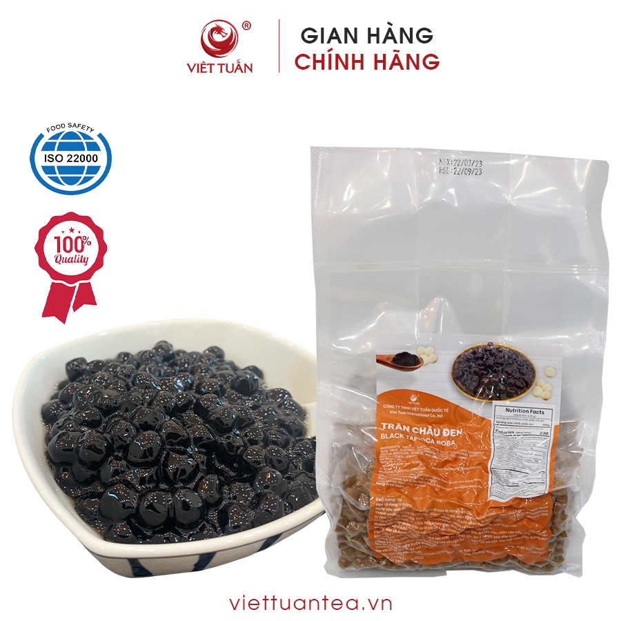 Trân Châu Đen Việt Tuấn (Black Tapioca Boba) 1kg - 3kg - Trân Châu Thơm Ngon, Mềm Dẻo, Không bị Bết Đính