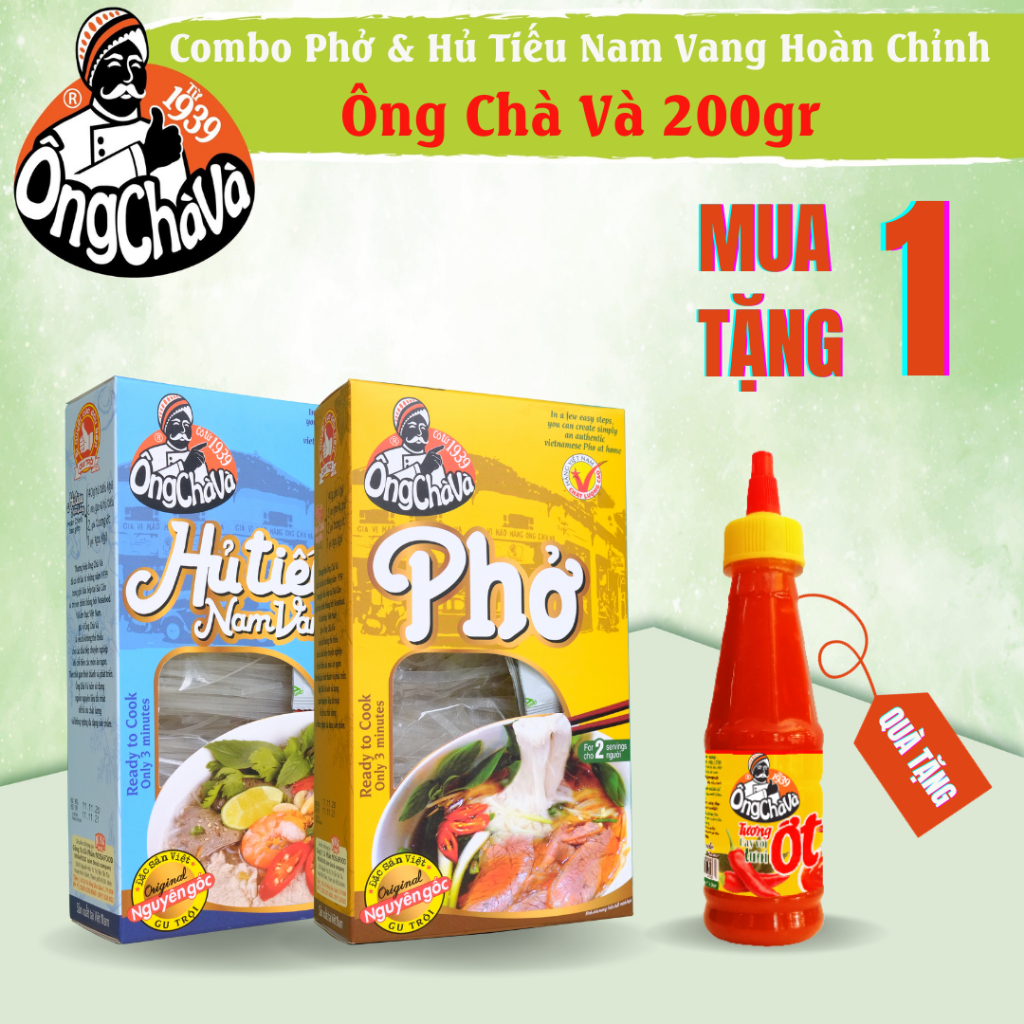 Combo 2 Bộ Nguyên Liệu Nấu Phở Bò Và Hủ Tiếu Nam Vang Hoàn Chỉnh Ông Chà Và 200g