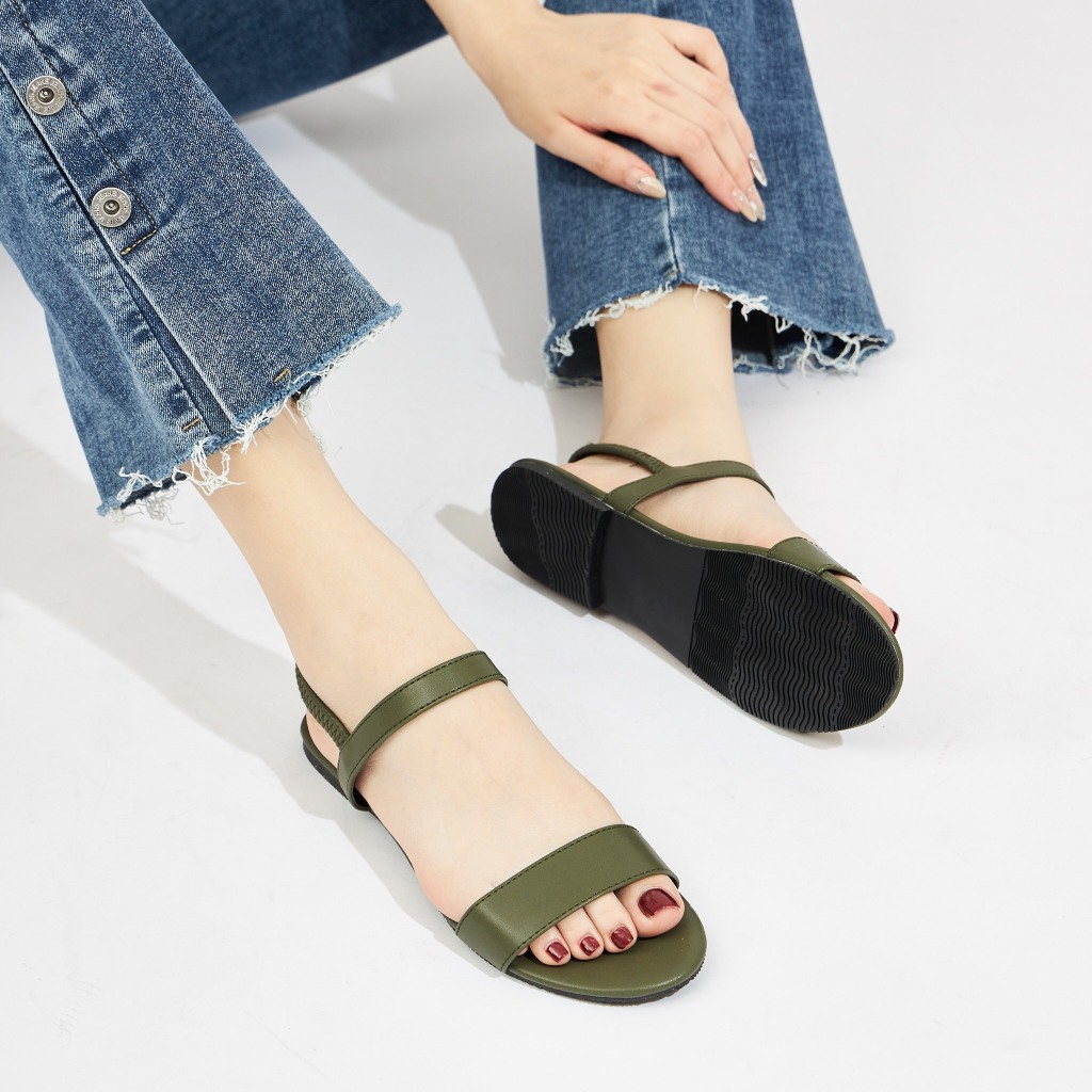 Giày Sandal Nữ MWC 2989 - Sandal 2 Quai Ngang Đế Bằng Phối Quai Hậu Thời Trang