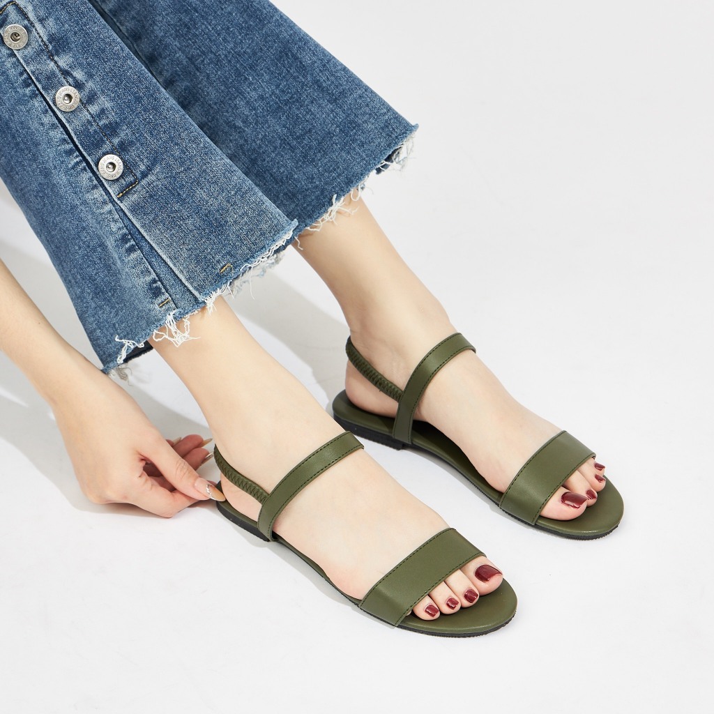 Giày Sandal Nữ MWC 2989 - Sandal 2 Quai Ngang Đế Bằng Phối Quai Hậu Thời Trang