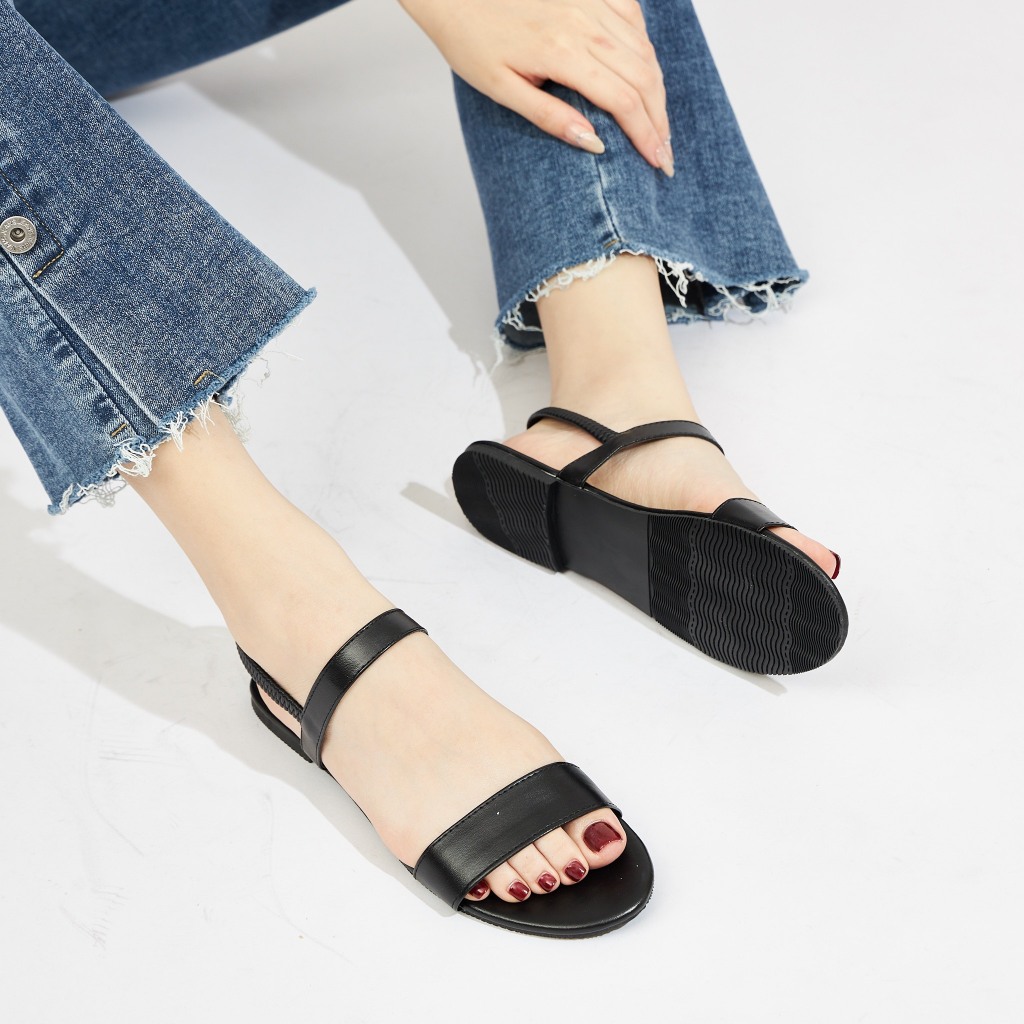 Giày Sandal Nữ MWC 2989 - Sandal 2 Quai Ngang Đế Bằng Phối Quai Hậu Thời Trang