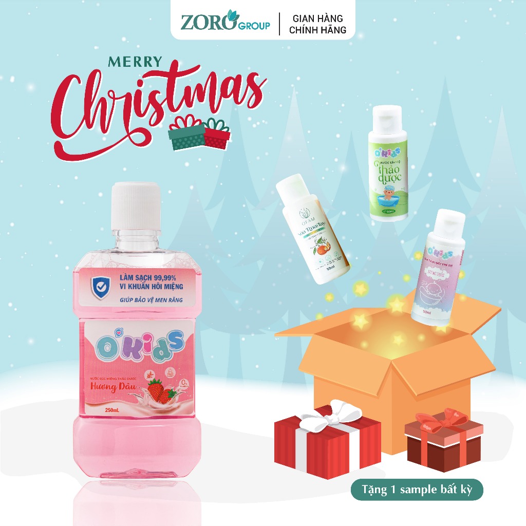Nước súc miệng trẻ em O'Kids 250ml kháng khuẩn, ngừa viêm lợi, sâu răng mang lại hàm răng chắc khỏe cho bé