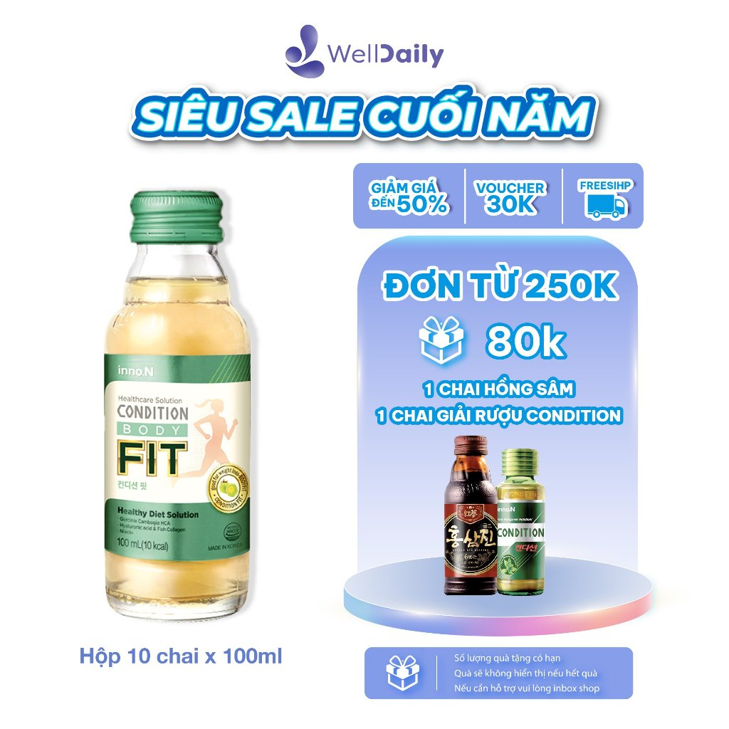 Hộp 10 chai nước uống hỗ trợ giảm cân hiệu quả Condition Fit 100ml