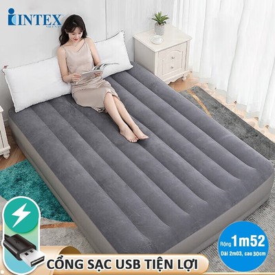 Giường hơi dã ngoại INTEX cao cấp tích hợp bơm điện cổng USB, bảo hành 12 tháng