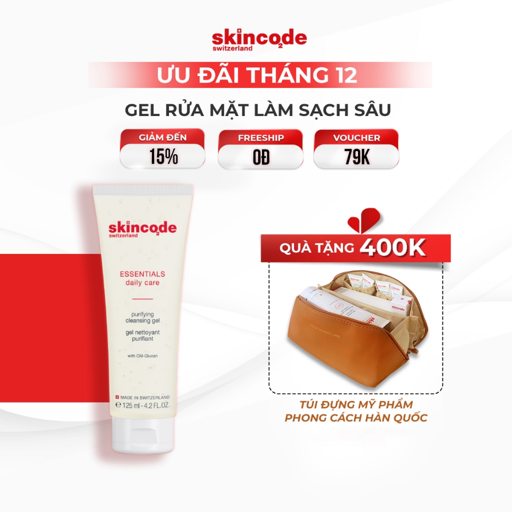 Gel Rửa Mặt Làm Sạch Và Tinh Khiết Da Skincode Purifying Cleansing Gel 125ml - MS 1002,3