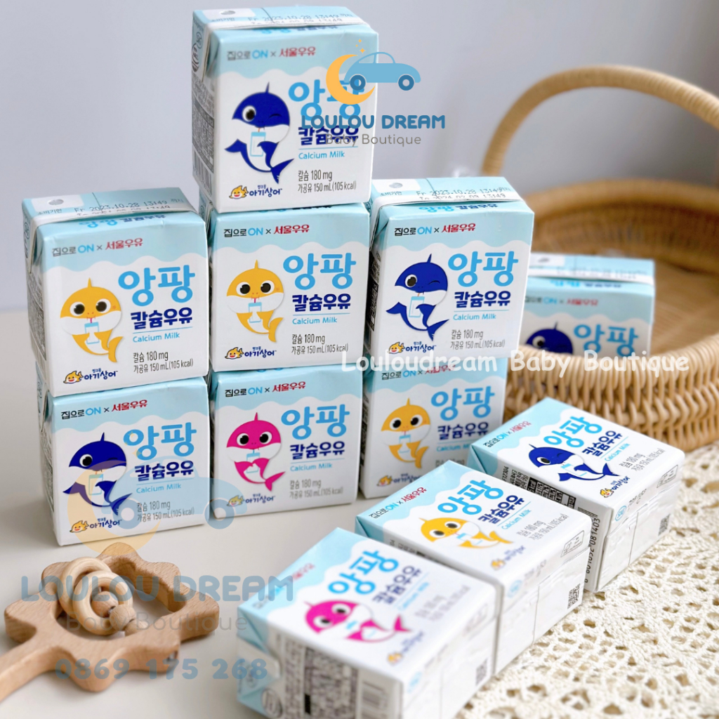 Sữa tươi Hàn Seoul Milk x Home ON Pinkfong Daesang bổ sung canxi cho bé hộp 150ml [AIR]