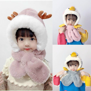 Mũ lông kèm khăn hình sừng hươu cho bé