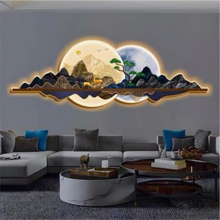 Tranh Treo Tường Tráng Gương Cao Cấp - Đèn LED  Hươu Tài Lộc-Trang Trí Nhà Cửa-Phòng Làm Việc-Cửa Hàng