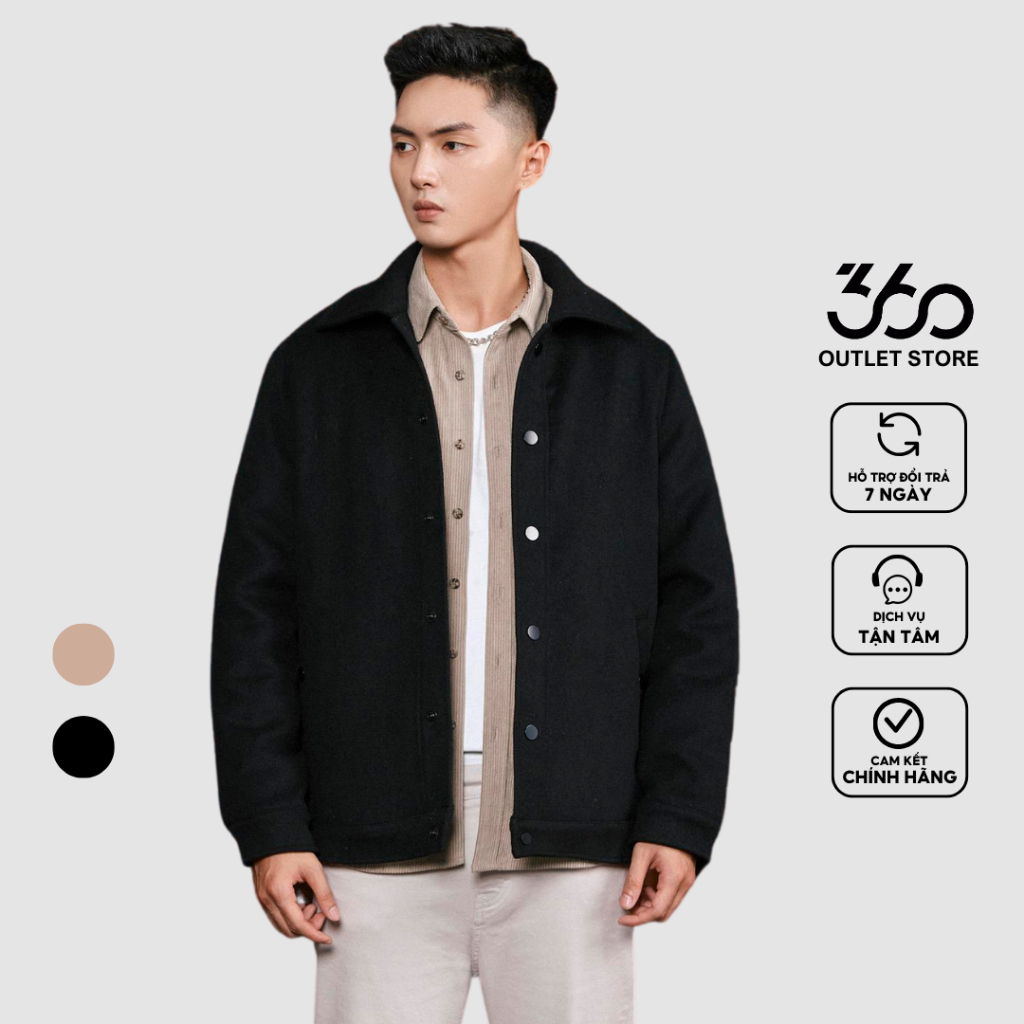 Áo khoác dạ nam cổ đức thương hiệu 360 Boutique lót chần bông kiểu dáng trẻ trung tinh tế - AKHTK406
