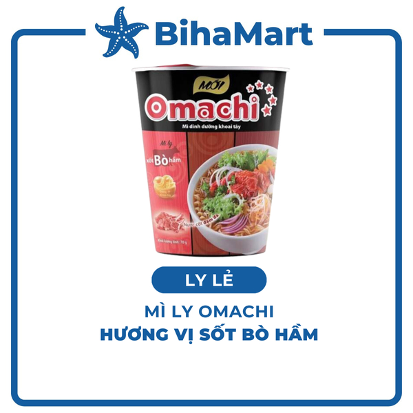 [LY LẺ] -  MASAN - Mì ly Omachi (KHÔNG THỊT) vị Xốt Bò Hầm/ Sốt Bò Hầm 70g/ly - Mì ly dinh dưỡng khoai tây Omachi
