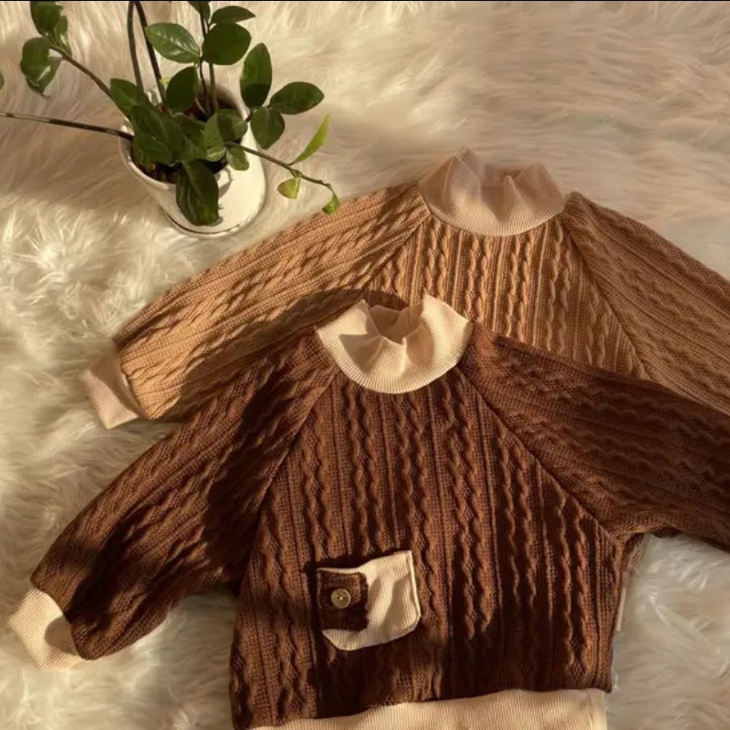 Áo len gân dài tay cho bé trai bé gái Áo len thu đông cho bé siêu mềm phong cách hàn quốc