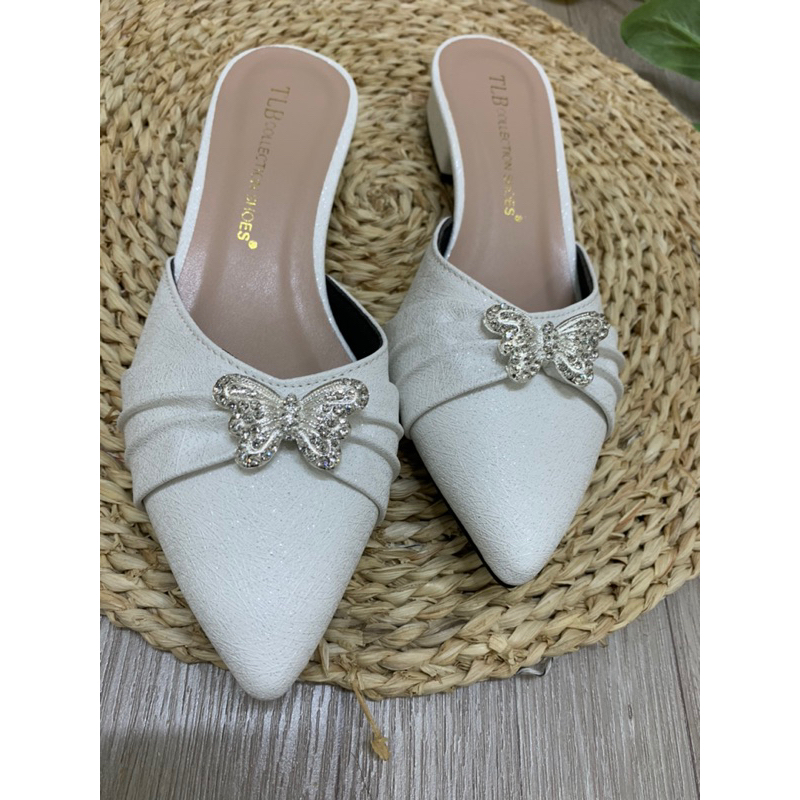 Giày sục nữ 2cm kim tuyến khoá giữa mũi nhọn êm chân baokbuomkt