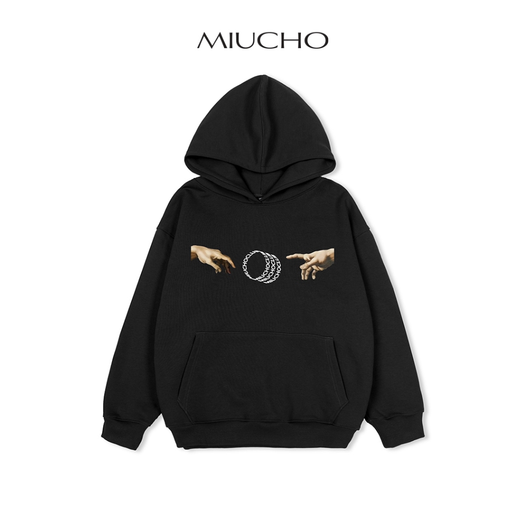Áo hoodie unisex form rộng HDD028 Miucho chân cua dày dặn in local brand