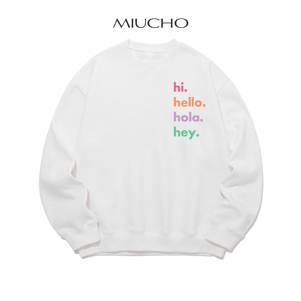 Áo sweater nữ form rộng ST017 Miucho vải chân cua in graphic