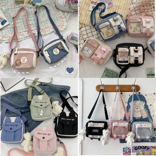 Túi đeo chéo mini nam nữ vải canvas đựng đồ đi chơi phong cách Hàn Quốc
