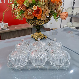 Bộ khay mứt tết thủy tinh pha lê