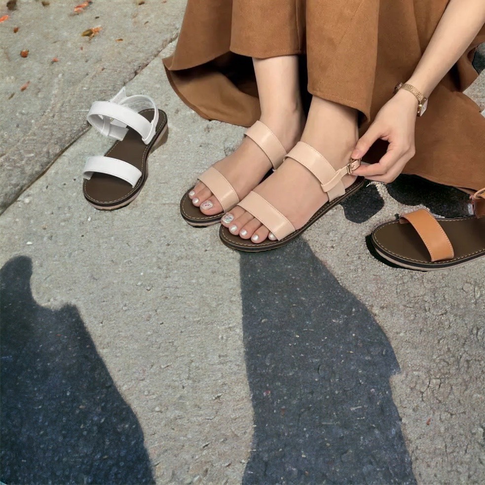 Giày Sandal Nữ Đế Bệt Dây Chéo Đủ Kiểu Siêu Bền Kèm Hình Thật Size 36/39, Dép Quai Hậu Nữ Đi Học