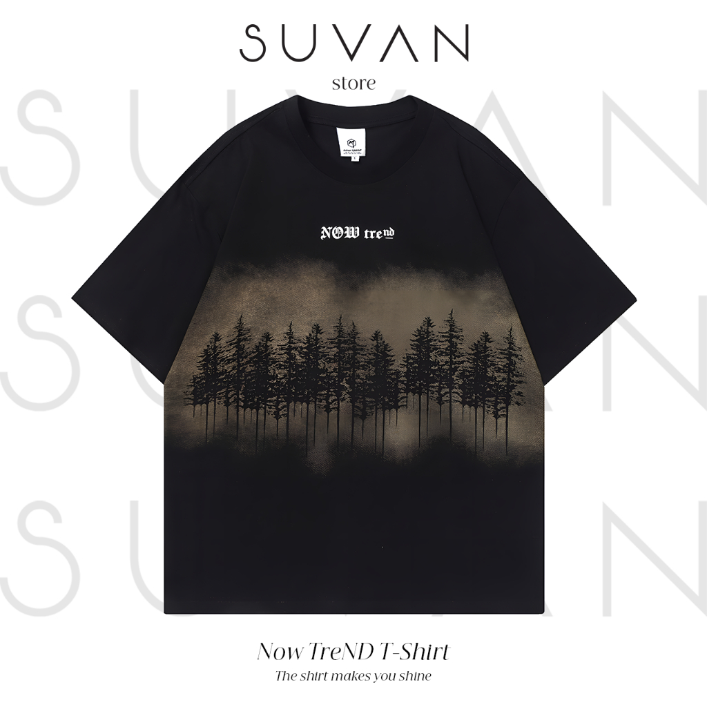 Áo Thun "NowTreND-T" SUVAN STORE Tay Ngắn Hai Màu Trắng Đen
