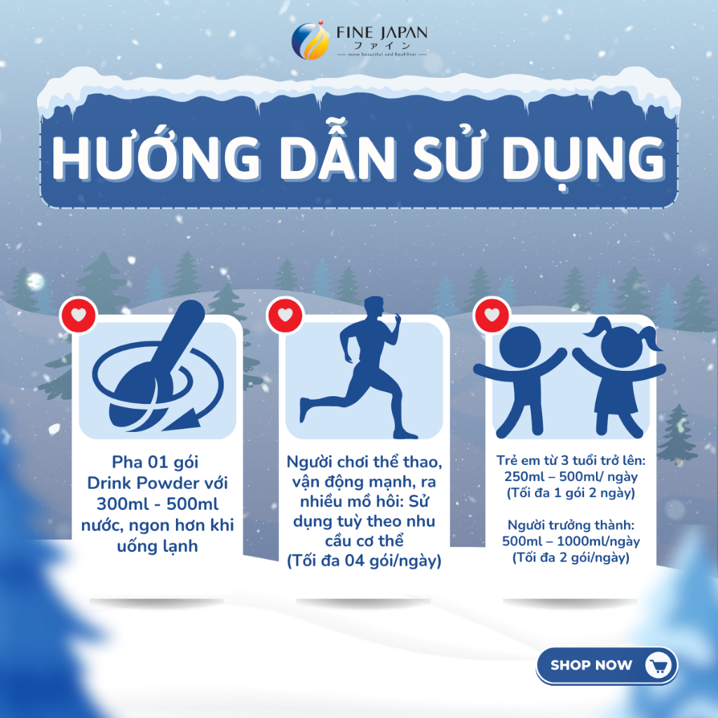 Bột Pha Nước Điện Giải Sport Drink Fine Japan Hương Dưa Lưới 5 Gói