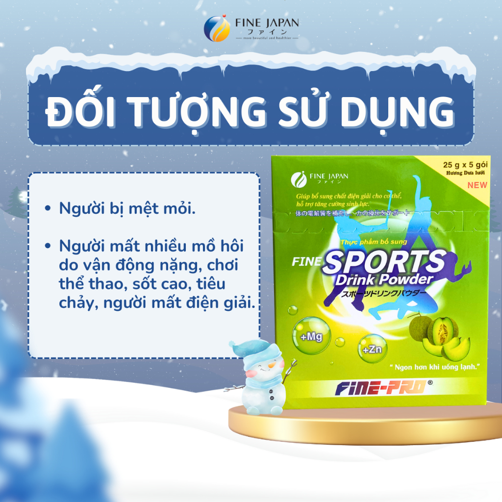 Bột Pha Nước Điện Giải Sport Drink Fine Japan Hương Dưa Lưới 5 Gói