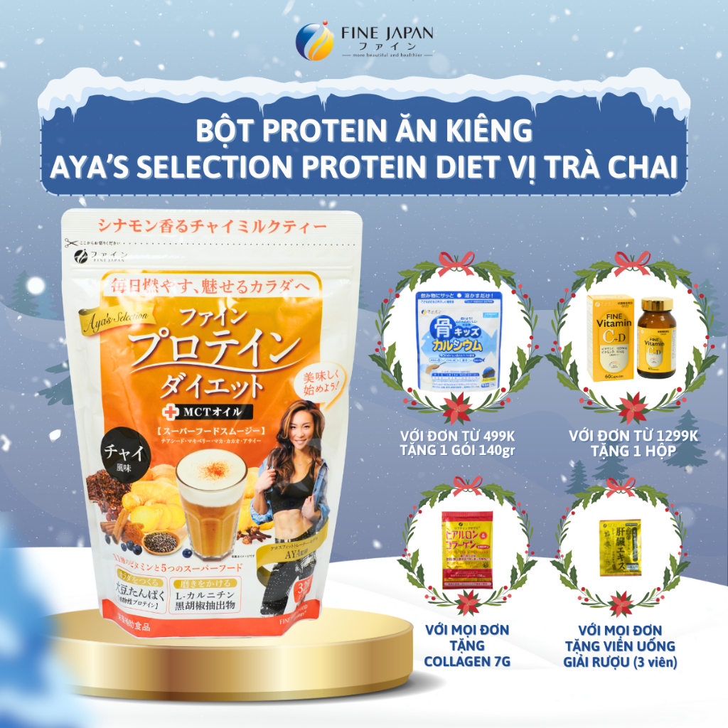 Bột Protein ăn kiêng Fine Japan Aya’s Selection Fine Protein Diet Vị Trà Chai 325g
