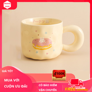 ORANGE 400ML cốc uống nước cute,cốc sứ,cốc sứ có nắp,muỗng
