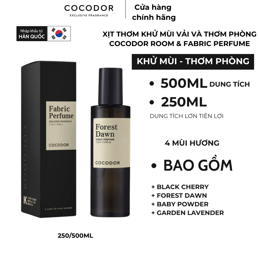 Xịt thơm khử mùi vải và thơm phòng Cocodor Room & Fabric Perfume
