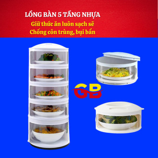 Lồng bàn 5 tầng đựng thức ăn- lồng bàn 5 tầng cao cấp- lồng bàn đậy thực phẩm