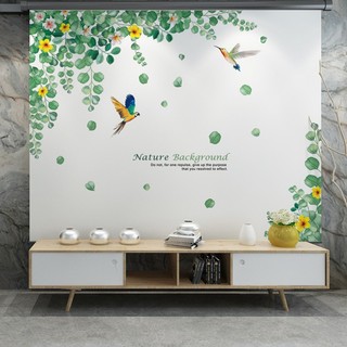Tranh decal dán tường TÁN LÁ XANH trang trí phòng khách - Tranh dán tường trang trí decor