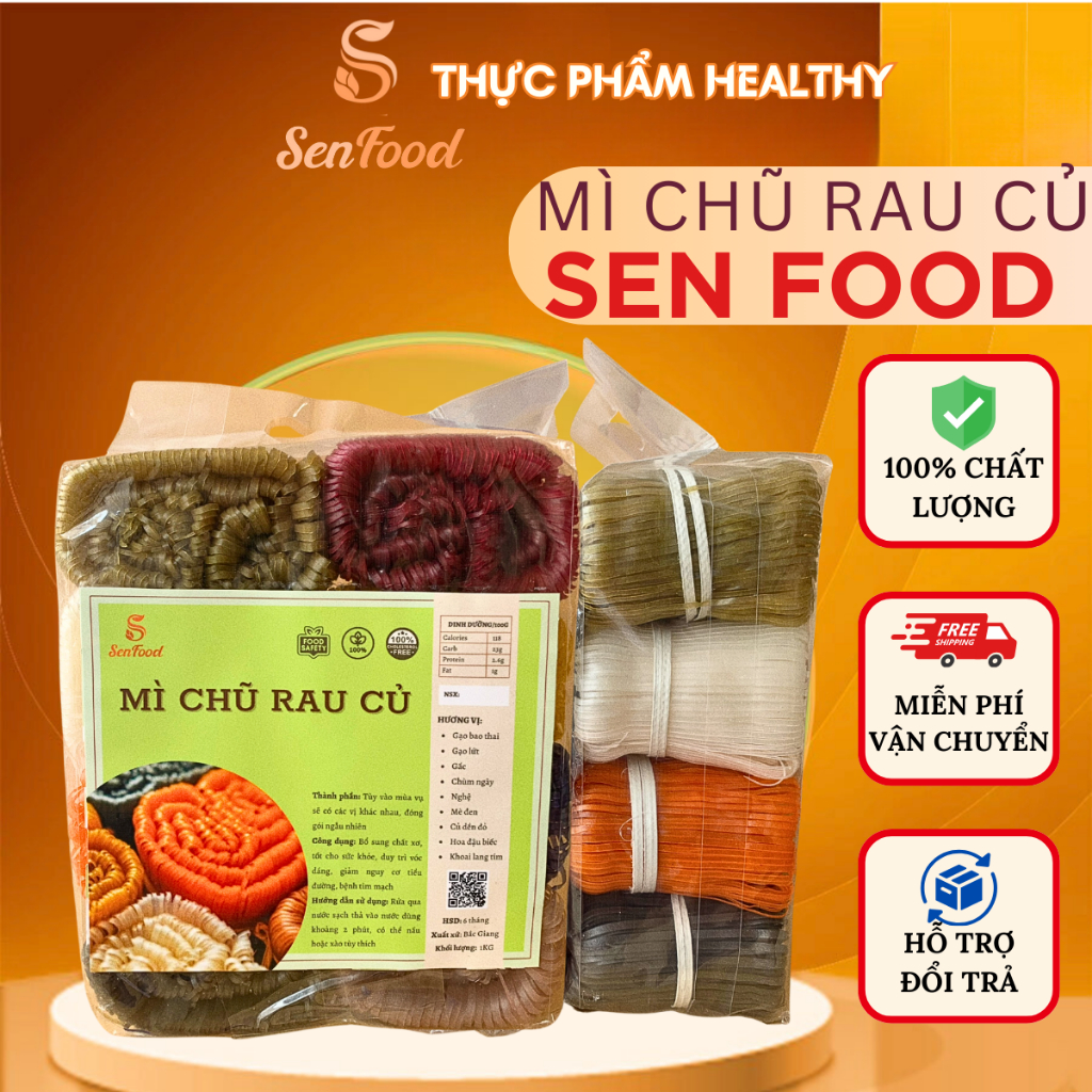 Mì chũ rau củ SEN FOOD, eatclean ăn kiêng giảm cân, 1kg