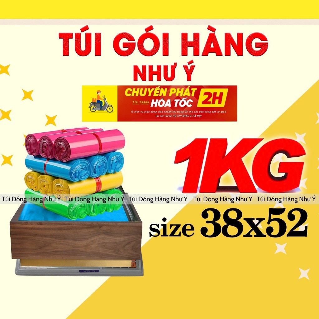 [ 1Kg ] Túi Gói Hàng - Túi Niêm Phong Siêu Dai Siêu Rẻ Size 38X52Cm