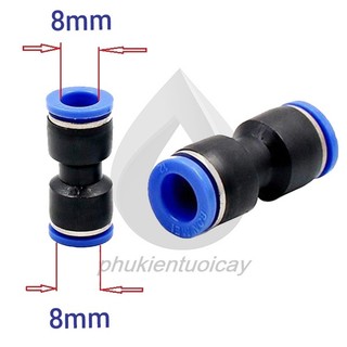 Đầu nối thẳng 8mm, măng sông PU khí nén, phun sương, chịu được áp suất cao