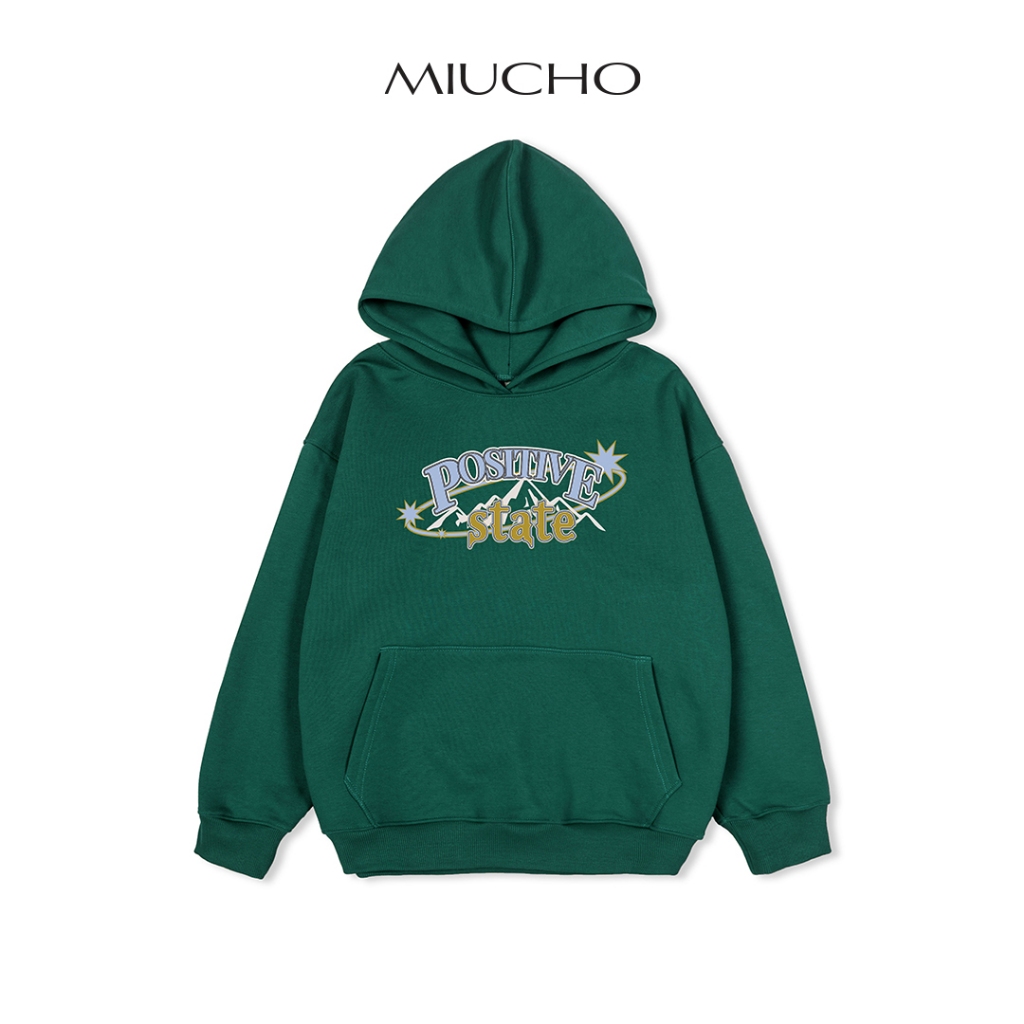 Áo hoodie nam unisex form rộng HDD040 Miucho Brand chân cua dày dặn in graphic