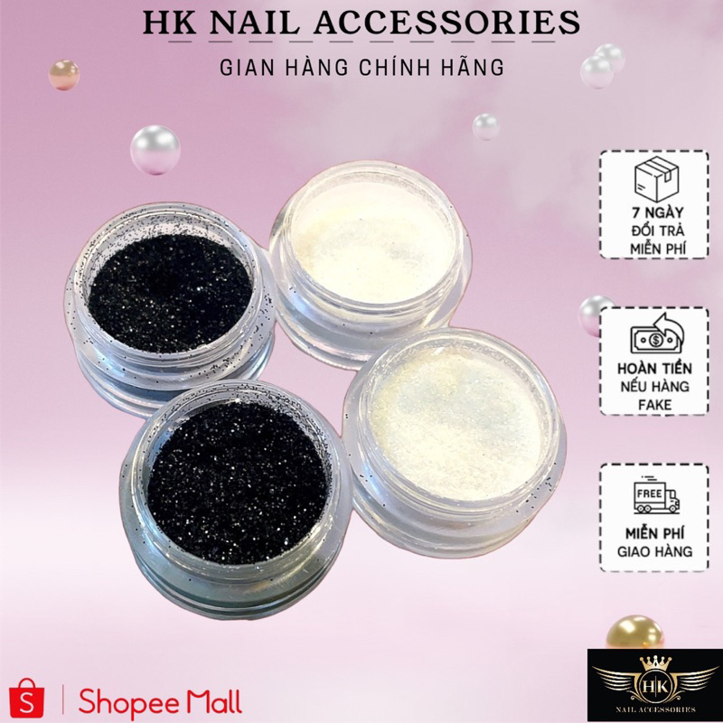 Set nhũ rắc trắng đen HK NAIL ACCESSORIES