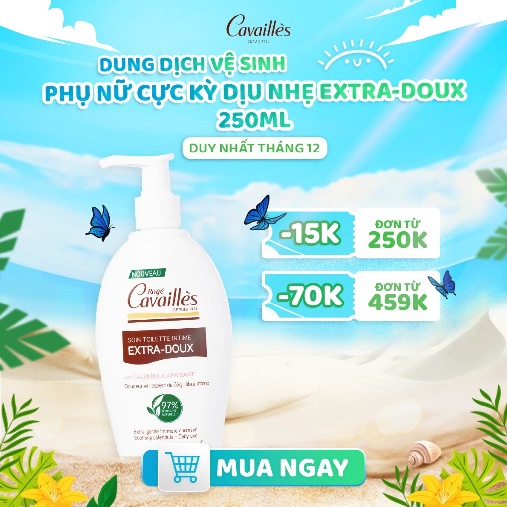 Dung Dịch Vệ Sinh Phụ Nữ Cực Kỳ Dịu Nhẹ Extra-Doux Roge Cavailles 250ml