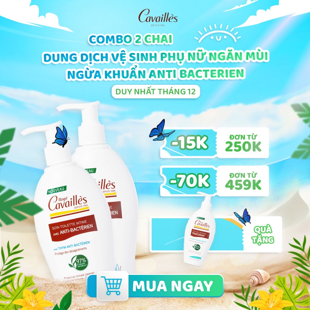 Combo 2 Chai Dung Dịch Vệ Sinh Phụ Nữ Ngăn Mùi Ngừa Khuẩn Anti Bacterien Rogé Cavaillès 250ml