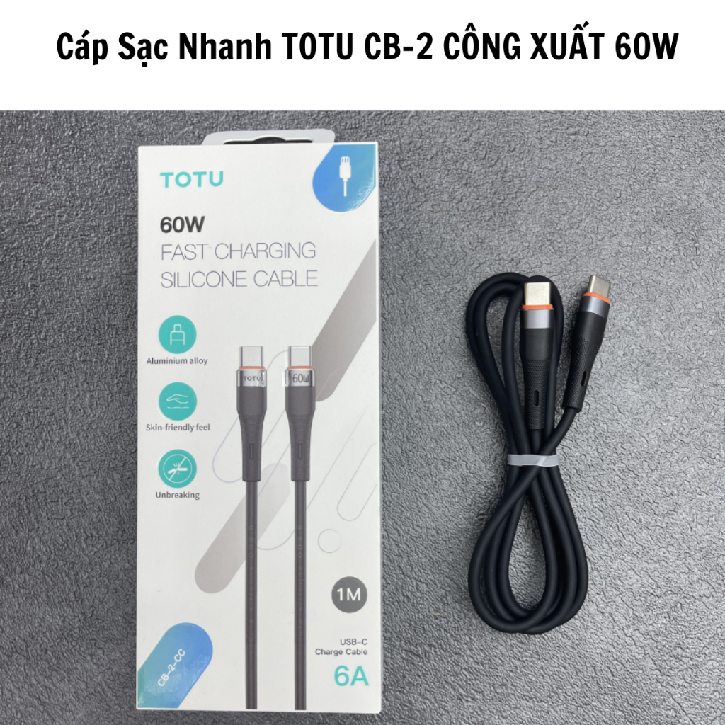 Cáp Sạc Nhanh Type-C To Type-C Chống Đứt 60W TOTU CB-2-CC- Sạc Siêu Nhanh, Hỗ Trợ Truyền Dữ Liệu
