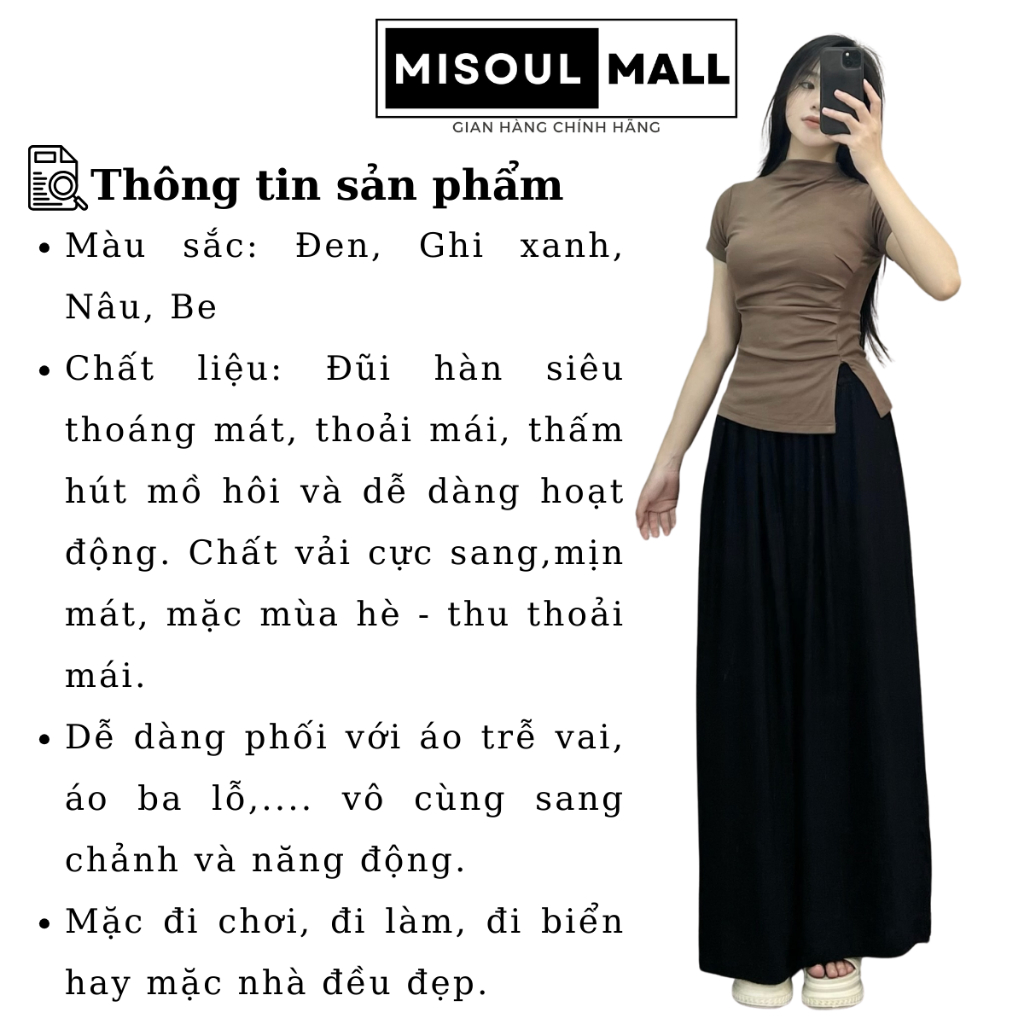 Quần xuông đũi ống rộng MiSoul Mall chất đũi Hàn thoáng mát, cạp chun cho nữ 206