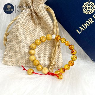 Vòng dâu tằm gỗ gốc dâu mix hổ Phách Nga cho bé ngủ ngon Lador Jewelry