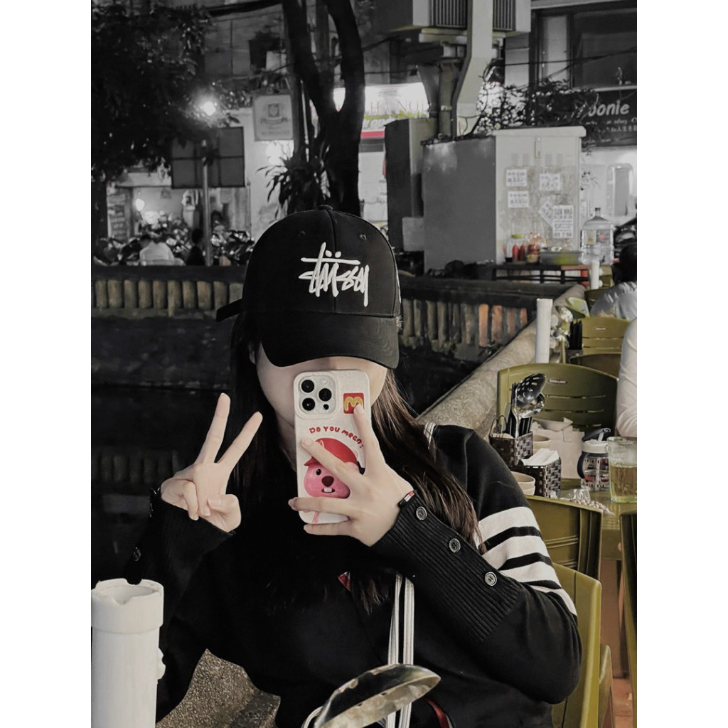 Mũ lưỡi trai, Nón kết màu đen thêu Logo nổi Stusy siêu HÓT HÒN HỌT, Full Hộp