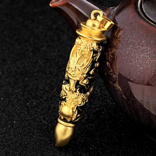 Mặt dây chuyền nam Rồng cuộn cột đá mạ 24k ( đen)