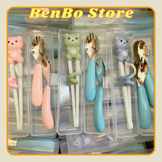  Set Đũa Thìa Dĩa Cho Bé Ăn Dặm Hình Gấu Dễ Thương Cho Bé 1-5 Tuổi 